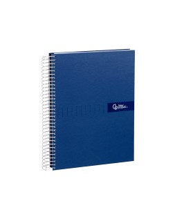Cuaderno espiral liderpapel a5 micro crafty tapa forrada 120h 90gr cuadro 5mm 5 bandas 6 taladros color azul