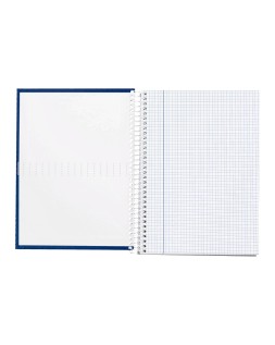 Cuaderno espiral liderpapel a5 micro crafty tapa forrada 120h 90gr cuadro 5mm 5 bandas 6 taladros color azul