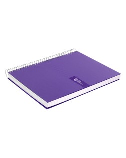 Cuaderno espiral liderpapel a5 micro crafty tapa forrada 120h 90gr cuadro 5mm 5 bandas 6 taladros color violeta
