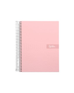 Cuaderno espiral liderpapel a5 micro crafty tapa forrada 120h 90gr cuadro 5mm 5 bandas 6 taladros color rosa