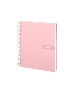 Cuaderno espiral liderpapel a5 micro crafty tapa forrada 120h 90gr cuadro 5mm 5 bandas 6 taladros color rosa