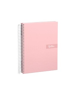 Cuaderno espiral liderpapel a5 micro crafty tapa forrada 120h 90gr cuadro 5mm 5 bandas 6 taladros color rosa