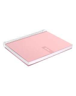 Cuaderno espiral liderpapel a5 micro crafty tapa forrada 120h 90gr cuadro 5mm 5 bandas 6 taladros color rosa