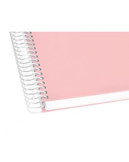 Cuaderno espiral liderpapel a5 micro crafty tapa forrada 120h 90gr cuadro 5mm 5 bandas 6 taladros color rosa