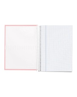 Cuaderno espiral liderpapel a5 micro crafty tapa forrada 120h 90gr cuadro 5mm 5 bandas 6 taladros color rosa