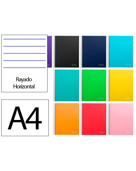 Cuaderno espiral liderpapel a4 micro jolly multidisciplina tapa forrada 140h 75gr 28h 5mm 112h hrtal