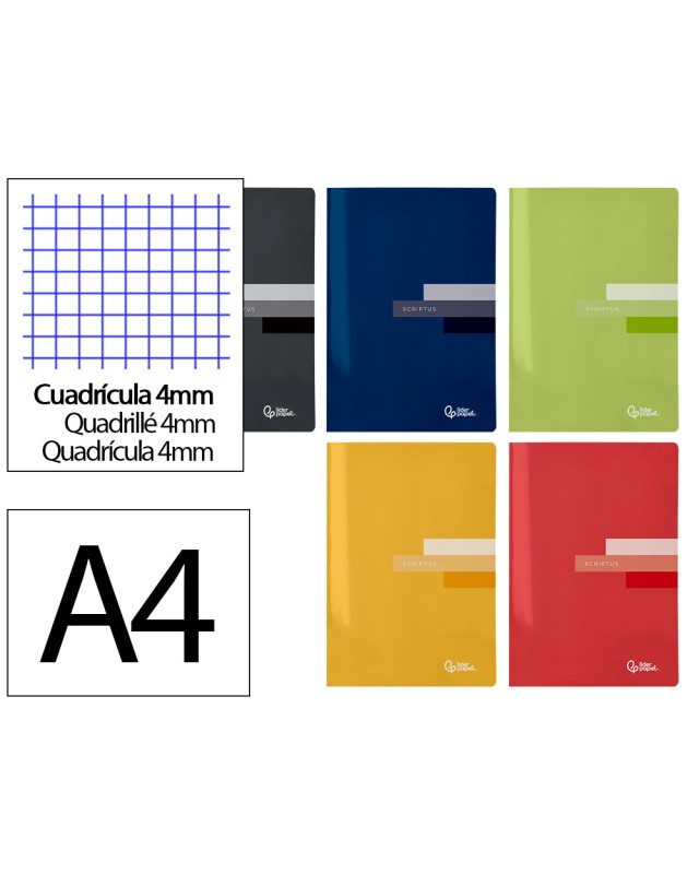 Libreta liderpapel scriptus a4 48 hojas 90gr cuadro 4mm con margen