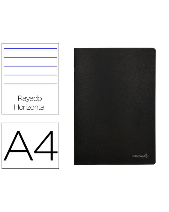 Libreta liderpapel tapa negra a4 80 hojas 60gr horizontal con doble margen