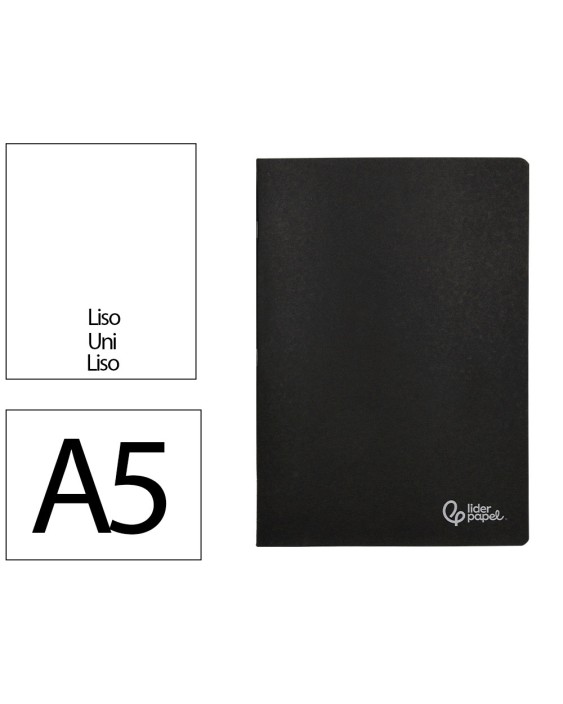 Libreta liderpapel tapa negra a5 80 hojas 60gr liso con doble margen
