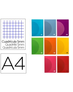 Libreta liderpapel 360 tapa de plastico a4 48 hojas 90gr 5mm con doble margen colores surtidos