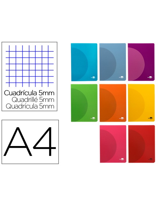 Libreta liderpapel 360 tapa de plastico a4 48 hojas 90gr 5mm con doble margen colores surtidos