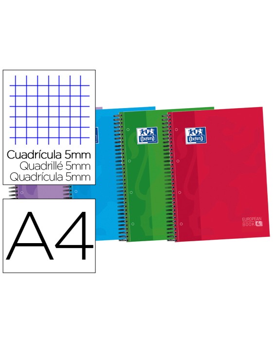 Bloc espiral oxford tapa extradura optik paper microperdin a4 120 h 50% hojas gratis cuadros 5 mm con 3 separadores