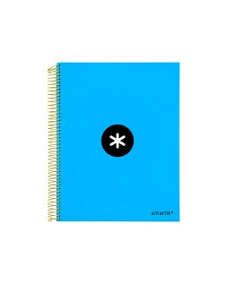 Cuaderno espiral a4 micro antartik tapa forrada 120h 90 gr liso con bandas 4 taladros color azul