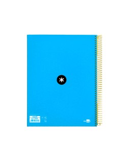 Cuaderno espiral a4 micro antartik tapa forrada 120h 90 gr liso con bandas 4 taladros color azul