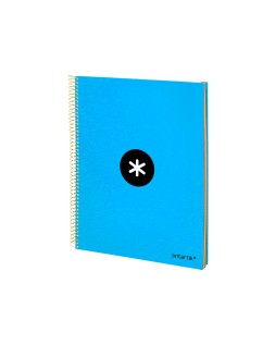 Cuaderno espiral a4 micro antartik tapa forrada 120h 90 gr liso con bandas 4 taladros color azul