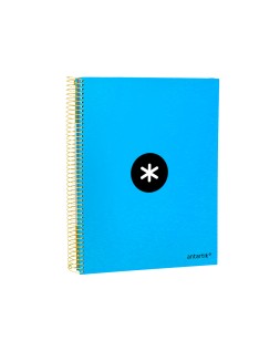 Cuaderno espiral a4 micro antartik tapa forrada 120h 90 gr liso con bandas 4 taladros color azul