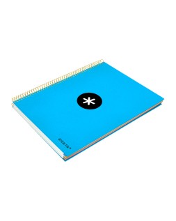 Cuaderno espiral a4 micro antartik tapa forrada 120h 90 gr liso con bandas 4 taladros color azul