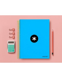 Cuaderno espiral a4 micro antartik tapa forrada 120h 90 gr liso con bandas 4 taladros color azul