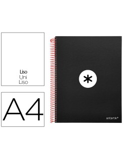 Cuaderno espiral a4 micro antartik tapa forrada 120h 90 gr liso con bandas 4 taladros color negro