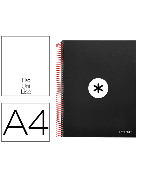 Cuaderno espiral a4 micro antartik tapa forrada 120h 90 gr liso con bandas 4 taladros color negro