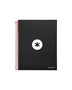 Cuaderno espiral a4 micro antartik tapa forrada 120h 90 gr liso con bandas 4 taladros color negro