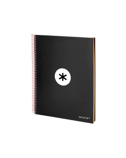 Cuaderno espiral a4 micro antartik tapa forrada 120h 90 gr liso con bandas 4 taladros color negro
