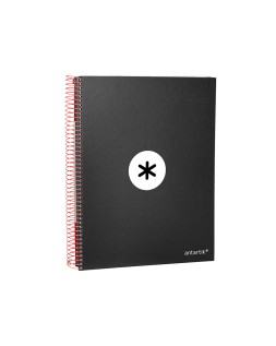 Cuaderno espiral a4 micro antartik tapa forrada 120h 90 gr liso con bandas 4 taladros color negro