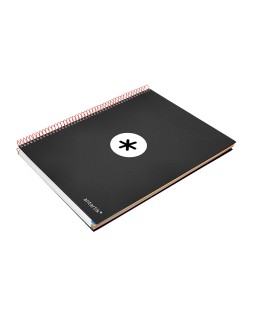 Cuaderno espiral a4 micro antartik tapa forrada 120h 90 gr liso con bandas 4 taladros color negro