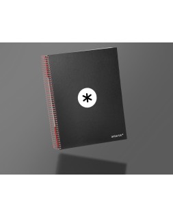 Cuaderno espiral a4 micro antartik tapa forrada 120h 90 gr liso con bandas 4 taladros color negro