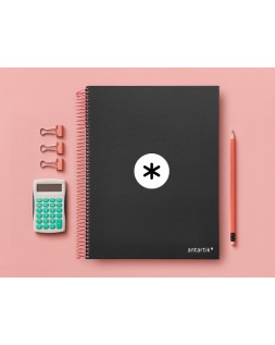 Cuaderno espiral a4 micro antartik tapa forrada 120h 90 gr liso con bandas 4 taladros color negro