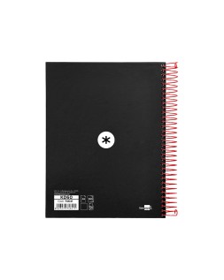 Cuaderno espiral a5 micro antartik tapa forrada 120h 90g liso con bandas 6 taladros color negro