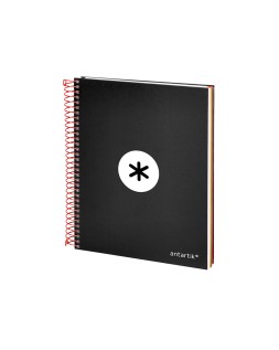 Cuaderno espiral a5 micro antartik tapa forrada 120h 90g liso con bandas 6 taladros color negro