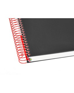 Cuaderno espiral a5 micro antartik tapa forrada 120h 90g liso con bandas 6 taladros color negro