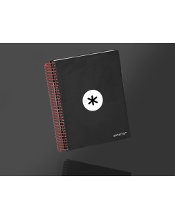 Cuaderno espiral a5 micro antartik tapa forrada 120h 90g liso con bandas 6 taladros color negro