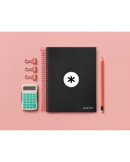 Cuaderno espiral a5 micro antartik tapa forrada 120h 90g liso con bandas 6 taladros color negro