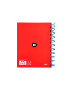 Cuaderno espiral a5 micro antartik tapa forrada120h 90gr cuadro 5mm 5 bandas 6 taladros colores surtidos