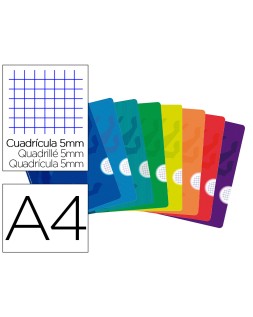Libreta escolar oxford openflex tapa flexible optik paper 48 hojas din a4 cuadro 5 mm colores surtidos