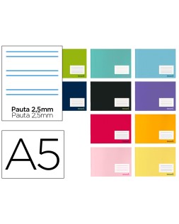 Libreta liderpapel smart a5 apaisada 32h 60gr pauta 2,5 mm con margen