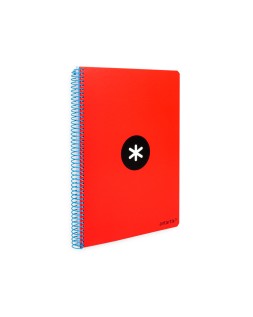 Cuaderno espiral a4 antartik tapa dura 80h 90gr cuadro 4mm con margen color rojo