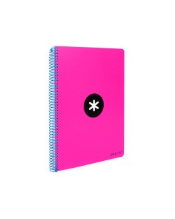 Cuaderno espiral a4 antartik tapa dura 80h 90gr cuadro 4mm con margen color rosa fluor