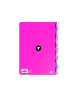 Cuaderno espiral a4 antartik tapa dura 80h 90gr cuadro 4mm con margen color rosa fluor