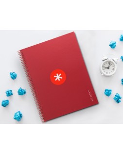 Cuaderno espiral a4 micro antartik tapa forrada 80h 90 gr cuadro 5mm 1 banda 4 taladros frambuesa
