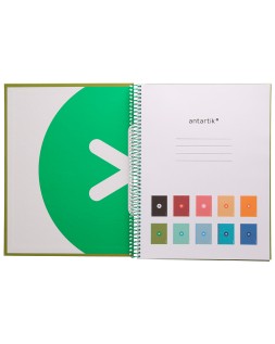 Cuaderno espiral a4 micro antartik tapa forrada 80h 90 gr cuadro 5mm 1 banda 4 taladros verde