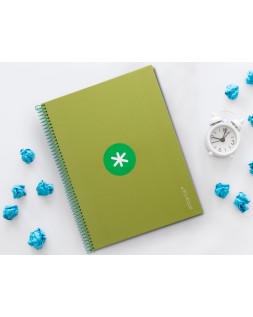 Cuaderno espiral a4 micro antartik tapa forrada 80h 90 gr cuadro 5mm 1 banda 4 taladros verde