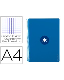 Cuaderno espiral a4 antartik tapa dura 80h 90gr cuadro 4mm con margen color azul oscuro