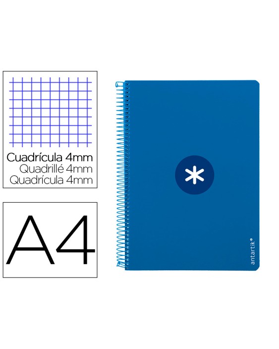 Cuaderno espiral a4 antartik tapa dura 80h 90gr cuadro 4mm con margen color azul oscuro