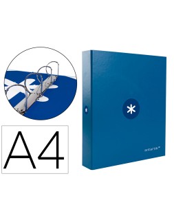 Carpeta 4 anillas 40 mm mixtas antartik a4 forrada color azul marino