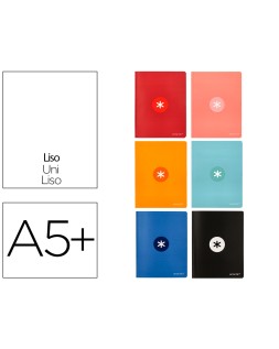 Libreta antartik a5+ plus cosida 48 hojas 90gr liso sin margen 6 colores surtidos