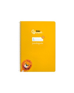 Cuaderno espiral liderpapel a4 pautaguia tapa dura 80h 90gr cuadro pautado 5mm color amarillo