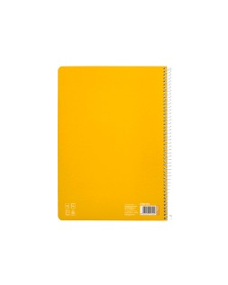 Cuaderno espiral liderpapel a4 pautaguia tapa dura 80h 90gr cuadro pautado 5mm color amarillo